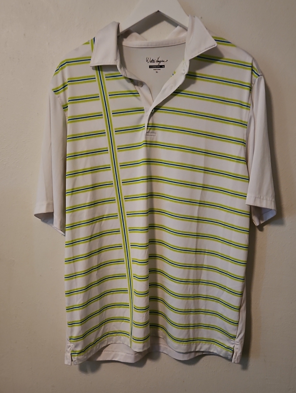 Walter Hagen White Polo with Lime Stripe Accent